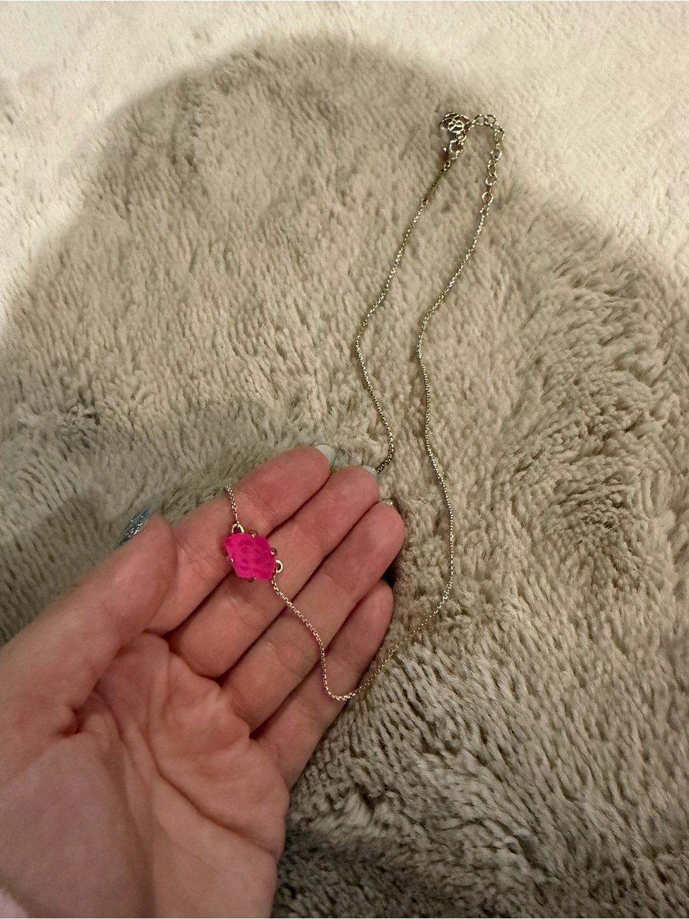 Kendra Scott Gold Necklace with Hot Pink Pendant